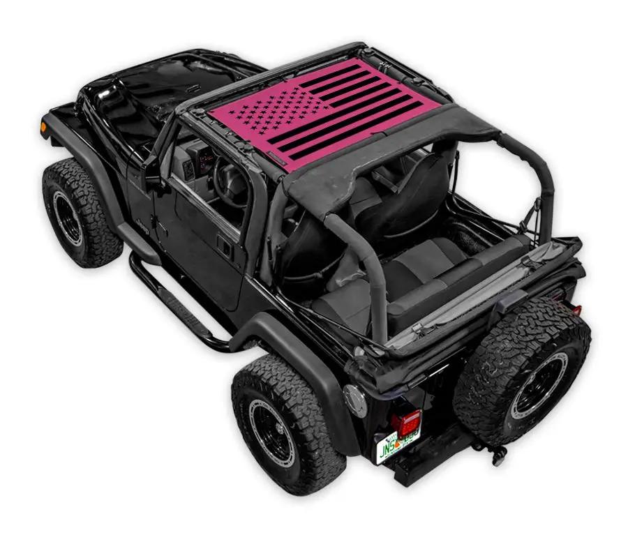SPIDERWEBSHADE Sun Shade for Jeep Wrangler TJ (1997–2006) with pink American-flag print