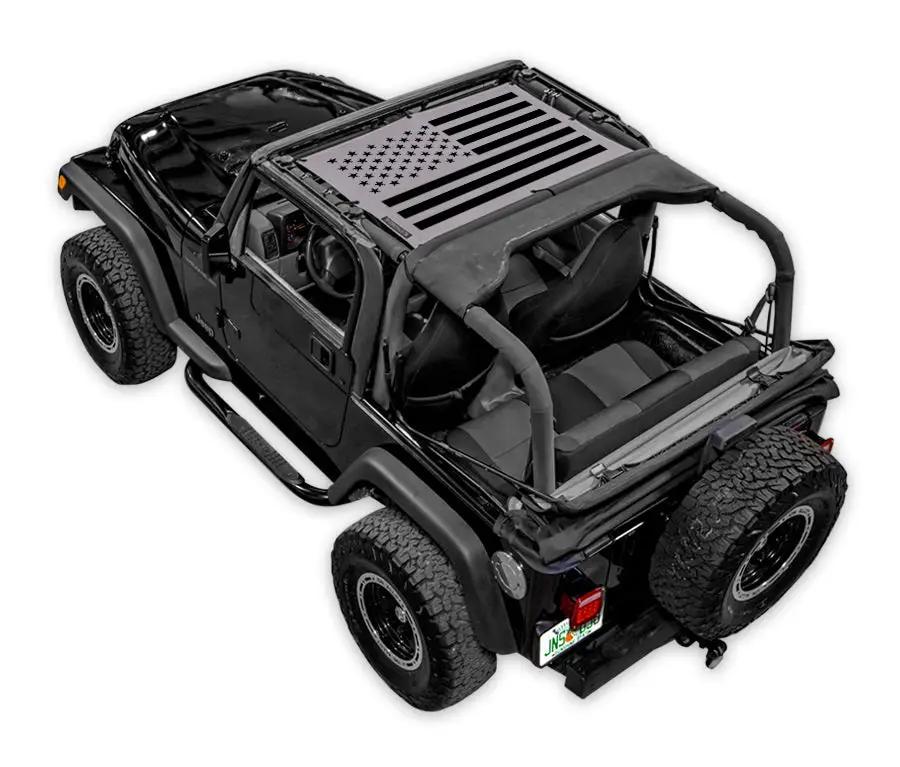 Sunshade for Jeep Wrangler TJ (1997–2006) SPIDERWEBSHADE with stock printed American flag panel