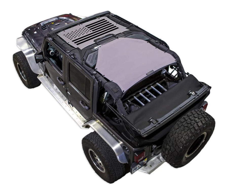 SpiderWebShade sun shade top for Jeep Wrangler JKU 4-Door, gray fabric