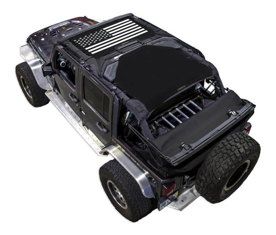 Sun shade for Jeep Wrangler JKU 4-Door; SPIDERWEBSHADE stock printed shade top (2007-2017)