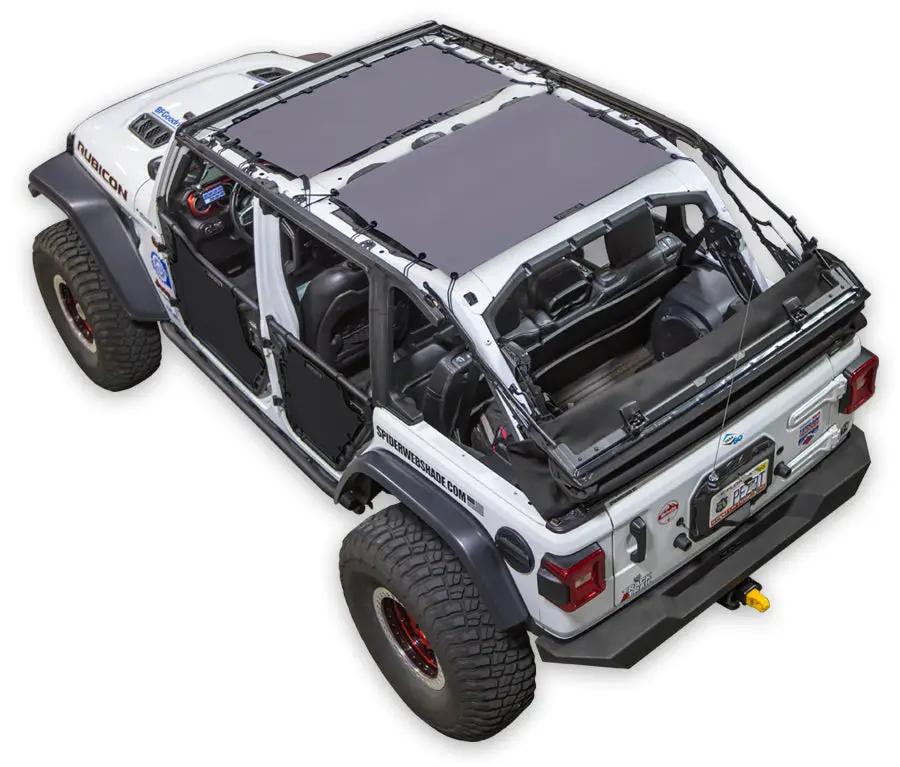 Sun shade for Jeep Wrangler JL 4-Door by SPIDERWEBSHADE; solid gray shade top