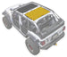 Sun Shade for Jeep Wrangler JLU 4-Door by SPIDERWEBSHADE; solid yellow shade top mounted over exposed roll bars