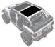 Sun shade top for Jeep Wrangler JLU 4-Door by SpiderWebShade; solid black shade on white Jeep