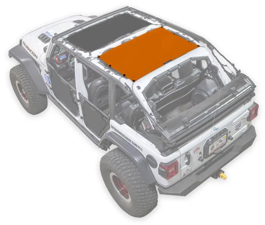 Sun shade for Jeep Wrangler JLU 4-Door by SpiderWebShade, orange solid color top