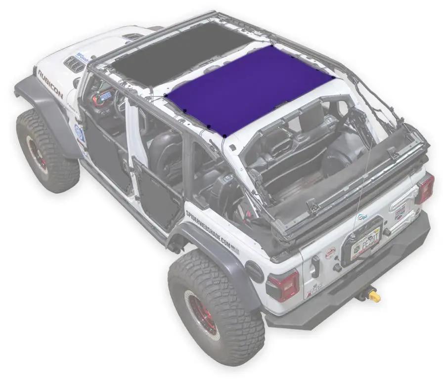 Sun Shade for Jeep Wrangler JLU 4-Door, solid purple shade top by SpiderWebShade