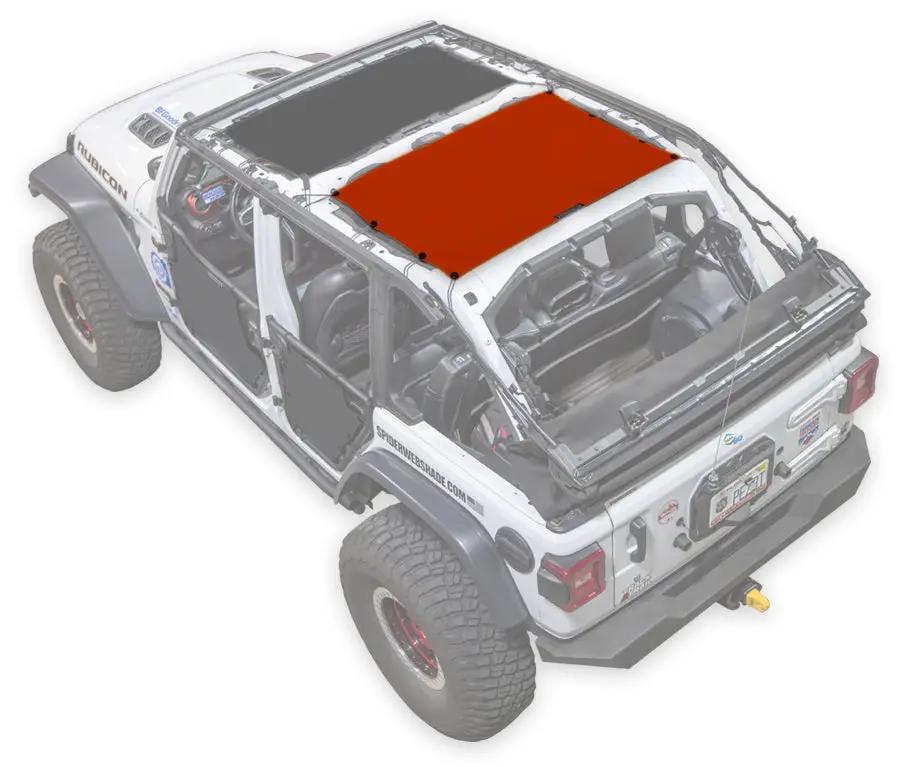 Sun Shade for Jeep Wrangler JLU 4-Door by SpiderWebShade, orange solid shade top