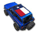 Sun shade top for Ford Bronco (2021–2026) by SpiderWebShade, blue Ford Bronco with Texas flag print