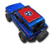 Sun shade top by SpiderWebShade for Ford Bronco (2021–2026); blue Bronco with red Tennessee flag graphic
