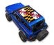 Sun Shade Stock Printed Top for Ford Bronco (2021–2026) by SpiderWebShade; blue Bronco with Maryland flag print