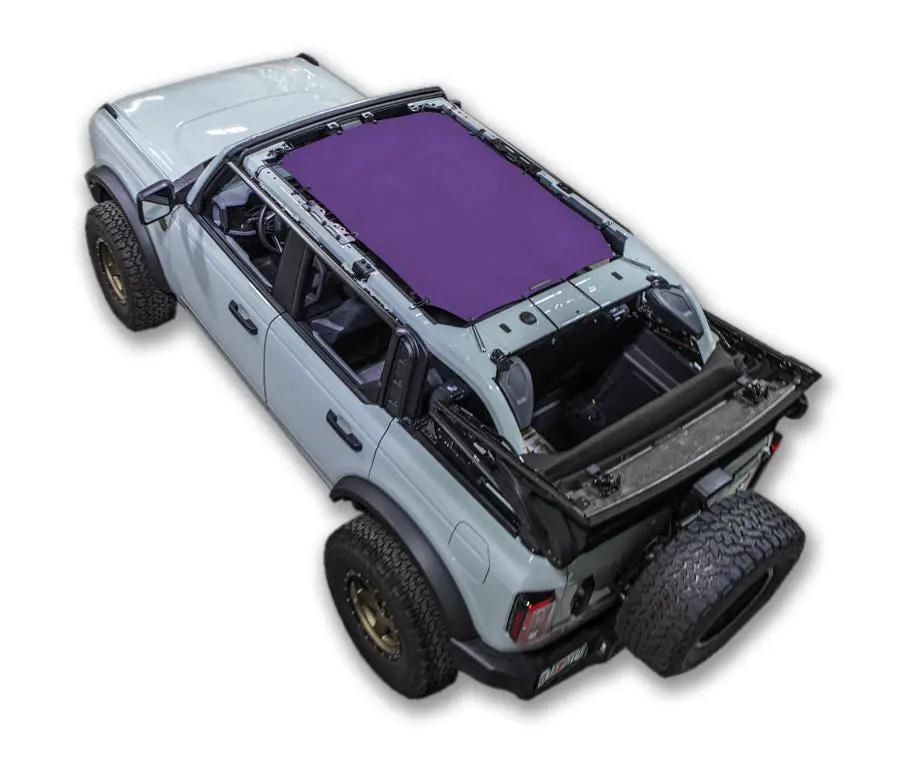 Sun shade for Ford Bronco (2021–2026) by SPIDERWEBSHADE, solid purple shade top