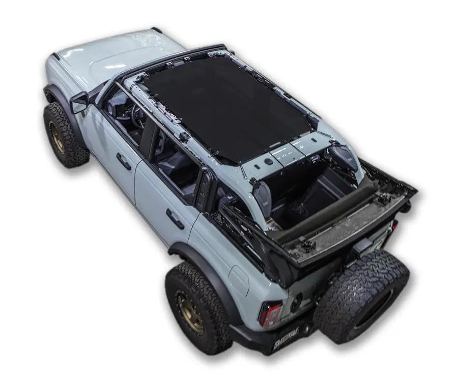 Sun shade for Ford Bronco by SpiderWebShade - solid color shade top (2021–2026)