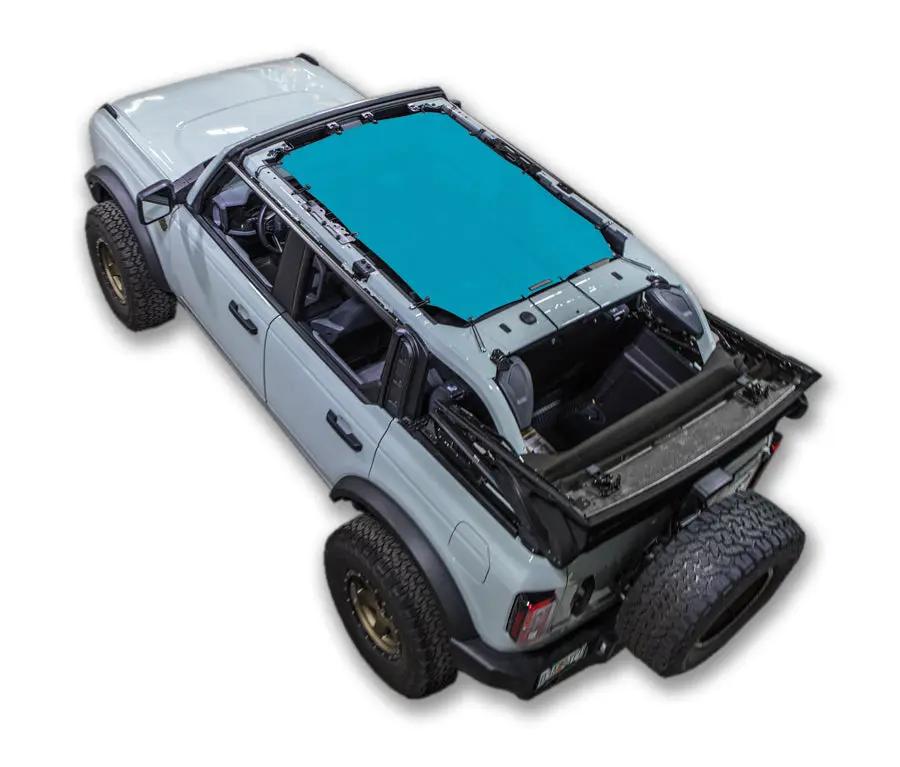 Sun Shade for Ford Bronco, blue stock-printed shade top (2021-2026)