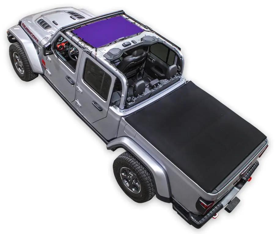 Sun shade top for Jeep Gladiator JT by SpiderWebShade; solid black bed shade (2019–2026)