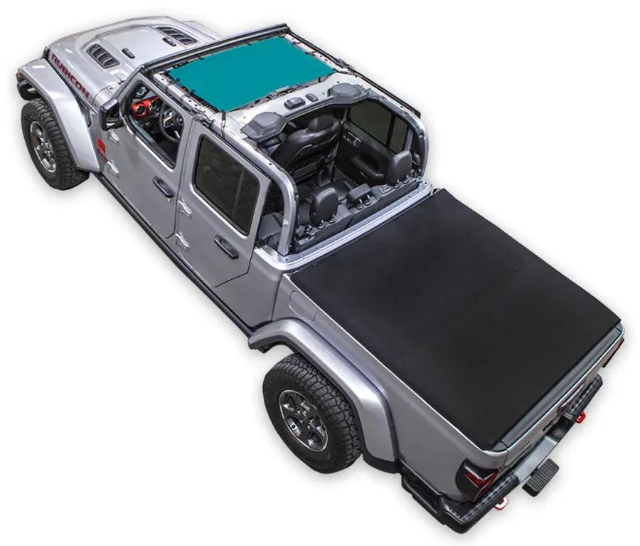 Sun Shade for Jeep Gladiator JT by SPIDERWEBSHADE - solid teal shade top (2019–2026)