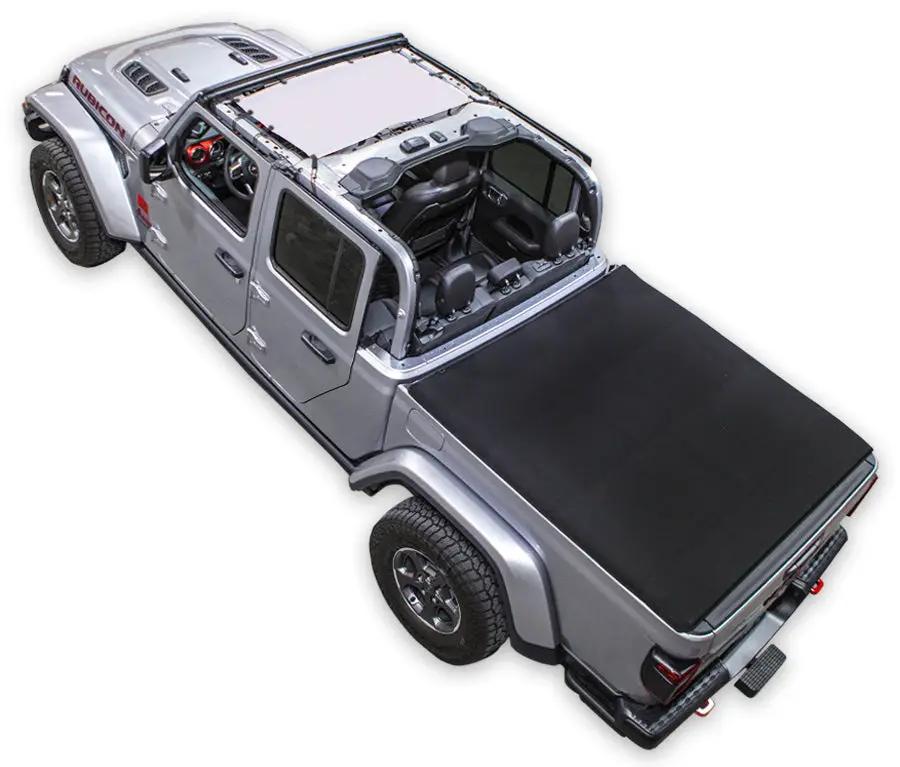Sun shade for Jeep Gladiator JT by SPIDERWEBSHADE; solid color shade top for bed (2019–2026)