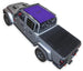 Sun shade for Jeep Gladiator JT by SpiderWebShade, purple solid shade top installed over cab.