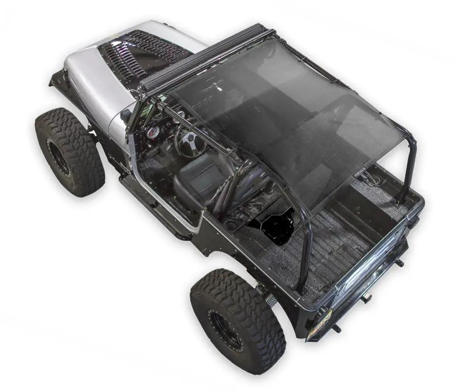 Sun shade top for Jeep Wrangler YJ (1987–1996); SPIDERWEBSHADE solid color mesh shade