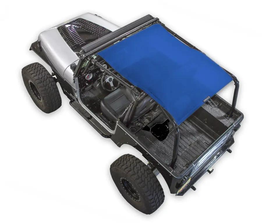 SPIDERWEBSHADE sun shade for Jeep Wrangler YJ (1987–1996), blue solid shade top