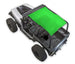 Sun shade for Jeep Wrangler YJ (1987–1996) by SPIDERWEBSHADE; green solid shade top.