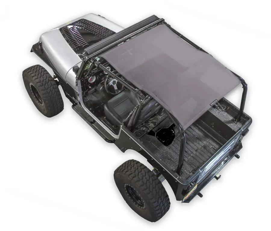 Sun Shade for Jeep Wrangler YJ by SPIDERWEBSHADE, gray solid shade top (1987–1996)