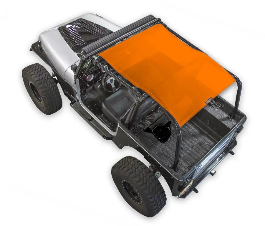 Sun shade top for Jeep Wrangler YJ (1987–1996) in orange by SPIDERWEBSHADE