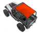 Sun shade top for Jeep Wrangler YJ (1987–1996) by SpiderWebShade, solid orange fabric.