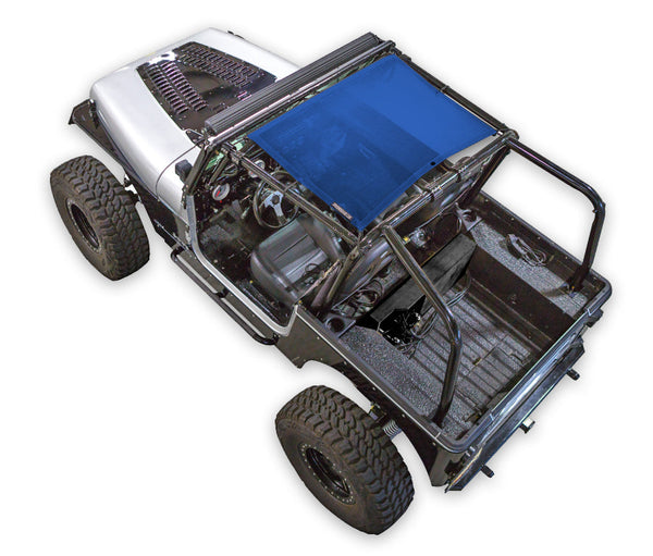 Sun shade for Jeep Wrangler YJ (1987–1996) by SpiderWebShade; blue solid shade top