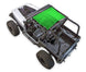 Sun shade for Jeep Wrangler YJ by SPIDERWEBSHADE; solid green shade top on open-frame off-road vehicle (1987–1996)