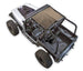 Sun shade SPIDERWEBSHADE for Jeep Wrangler YJ (1987–1996), solid color shade top on a roll-caged off-road Jeep