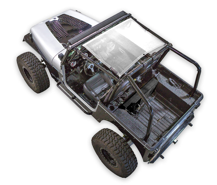 Sun Shade for Jeep Wrangler YJ 1987–1996 by SpiderWebShade; solid color shade top