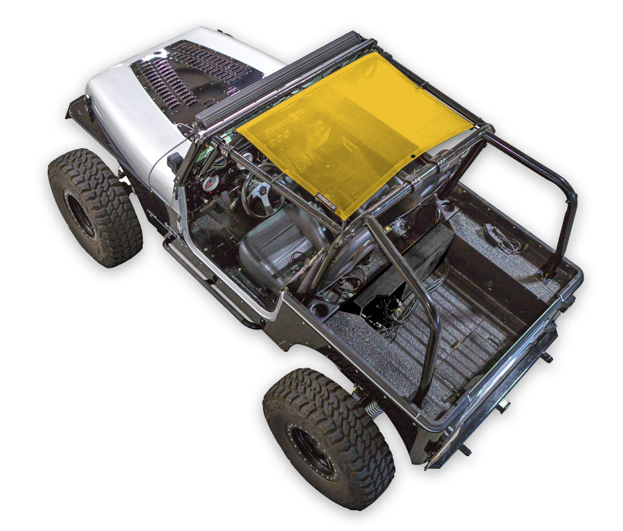 SPIDERWEBSHADE sun shade for Jeep Wrangler YJ (1987–1996), solid yellow shade top