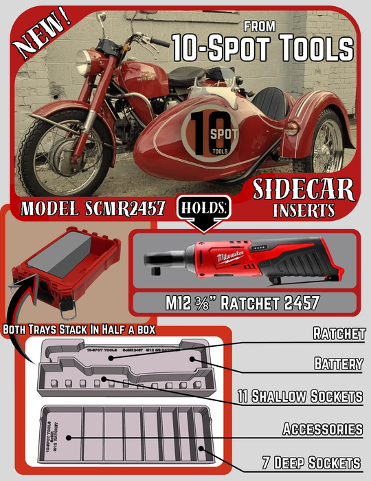 Packout SideCar Insert for M12 3/8 inch Ratchet ScMR2457 by 10-Spot Tools