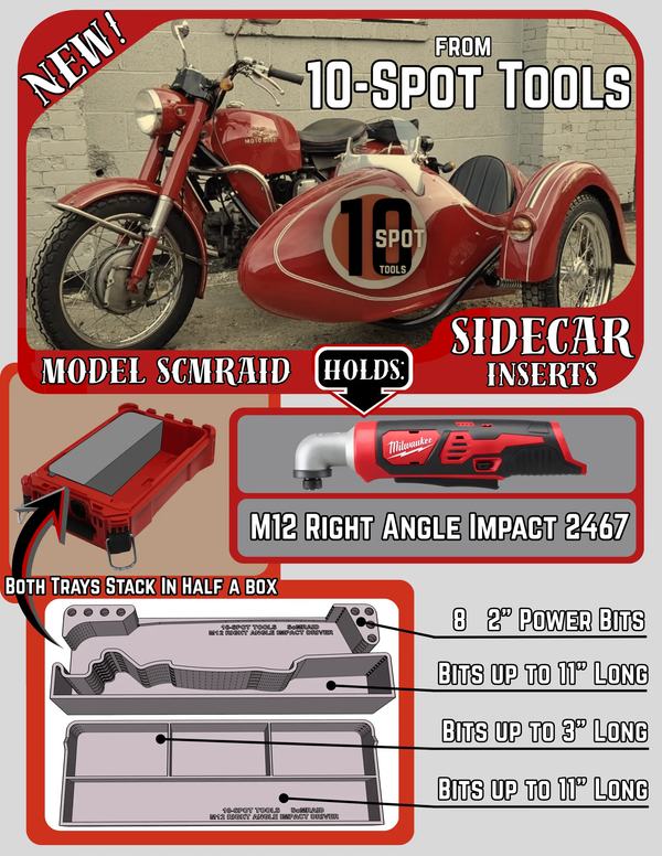 Packout SideCar Insert for M12 Right Angle Impact Driver ScMRAID by 10-Spot Tools, tool box insert
