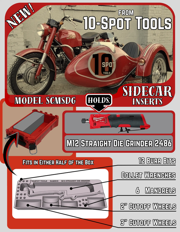 Packout SideCar Insert for M12 FUEL Straight Die Grinder ScMSDG by 10-Spot Tools, tool box insert