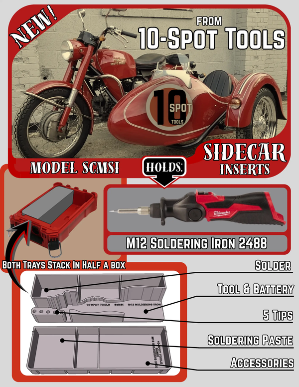 Packout SideCar Insert ScMSI for M12 Soldering Iron by 10-Spot Tools, red plastic tool organizer