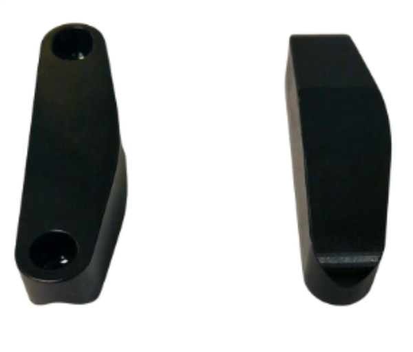Power Driven Diesel Billet Tool-Steel Valve Bridges 01-16 Duramax; two black valve bridges shown from ends