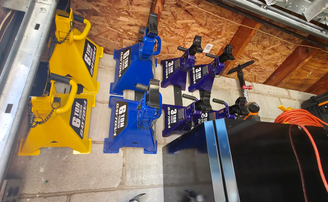 4Link4WD Jack Stand Wall Mount Hanger 8 yellow/blue/purple for Daytona, Pittsburgh & universal 3-6 ton stands