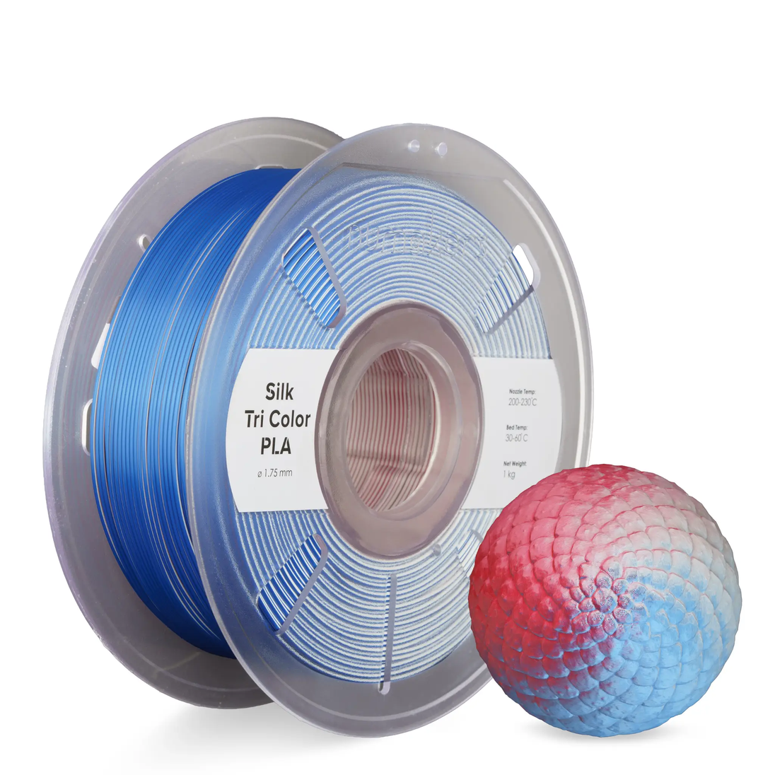 Numakers Silk Tri-Color PLA filament spools (2) in blue and pink gradient, 1.75 mm