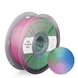 Dual/Tri-Color Silk PLA filament spool by Numakers, 1.75 mm, pink-green-purple gradient; blue-pink knitted ball