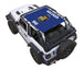 Sun Shade for Jeep Wrangler JL 2-Door by SpiderWebShade; blue Wisconsin flag print.