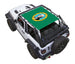 SpiderWebShade Sun Shade for Jeep Wrangler JL 2-Door, green shade with printed state seal design