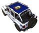 Sun Shade for Jeep Wrangler JLU 4-Door by SpiderWebShade, blue stock-printed shade top