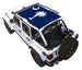 SpiderWebShade sun shade for Jeep Wrangler JLU 4-Door, blue South Carolina flag print.