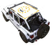 Sun shade for Jeep Wrangler JLU 4-Door by SpiderWebShade with orange border printed top