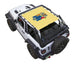Sun shade for Jeep Wrangler JL 2-Door by SpiderWebShade, beige stock-printed crest design