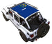 Sun shade for Jeep Wrangler JLU 4-Door, SPIDERWEBSHADE blue stock-printed top with emblem