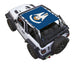 Sun shade SpiderWebShade for Jeep Wrangler JL 2-Door; blue printed shade top