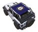 Sun shade top for Jeep Wrangler JL 2-Door by SPIDERWEBSHADE; navy printed shade with emblem
