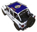 Sun Shade for Jeep Wrangler JLU 4-Door by SPIDERWEBSHADE; blue printed shade top with Kansas flag design