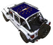 Sun shade for Jeep Wrangler JLU 4-Door by SpiderWebShade, blue Indiana state flag print